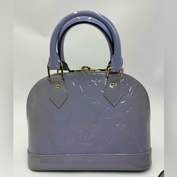 Auth Louis Vuitton Small Purple Lilas Vernis Monogram Alma BB Crossbody Bag - Picture 5 of 16